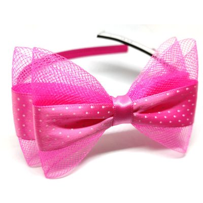Trendilook Pink Bow Ribbon and Net Hairband