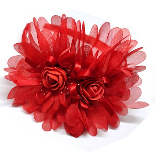 Trendilook Red Party Wear Double Flower Lace Hairband