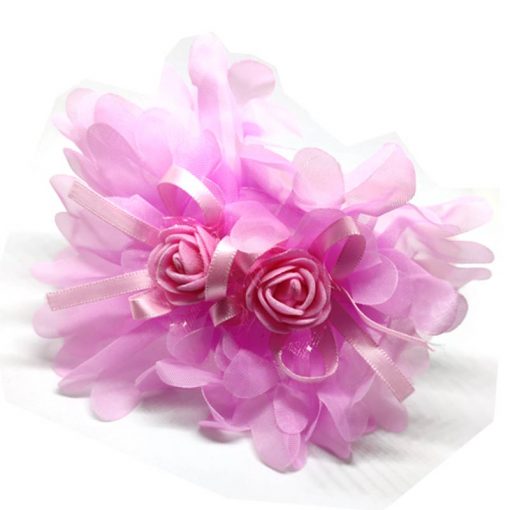 Trendilook Baby Pink Party Wear Double Flower Lace Hairband