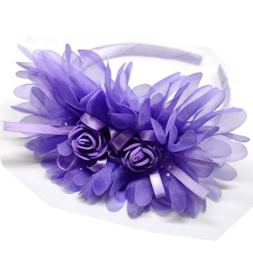 Trendilook Purple Party Wear Double Flower Lace Hairband
