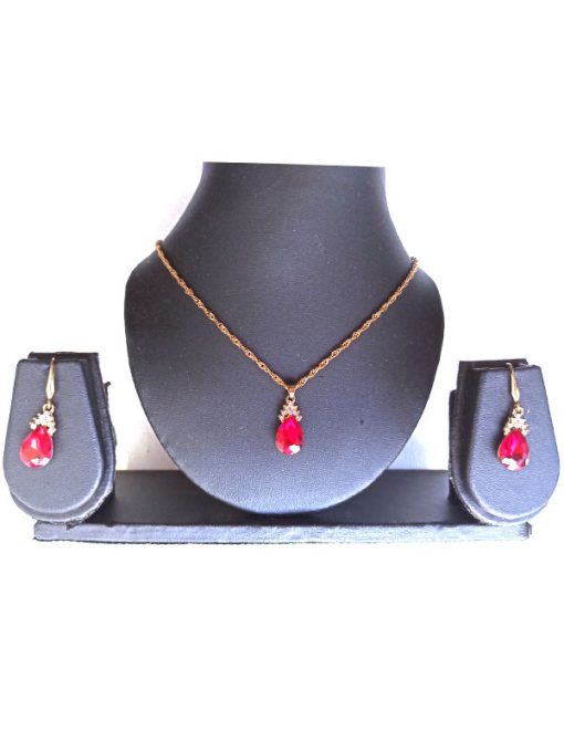 Trendilook Stylish Maroon Artificial Diamond Necklace and Earring Set