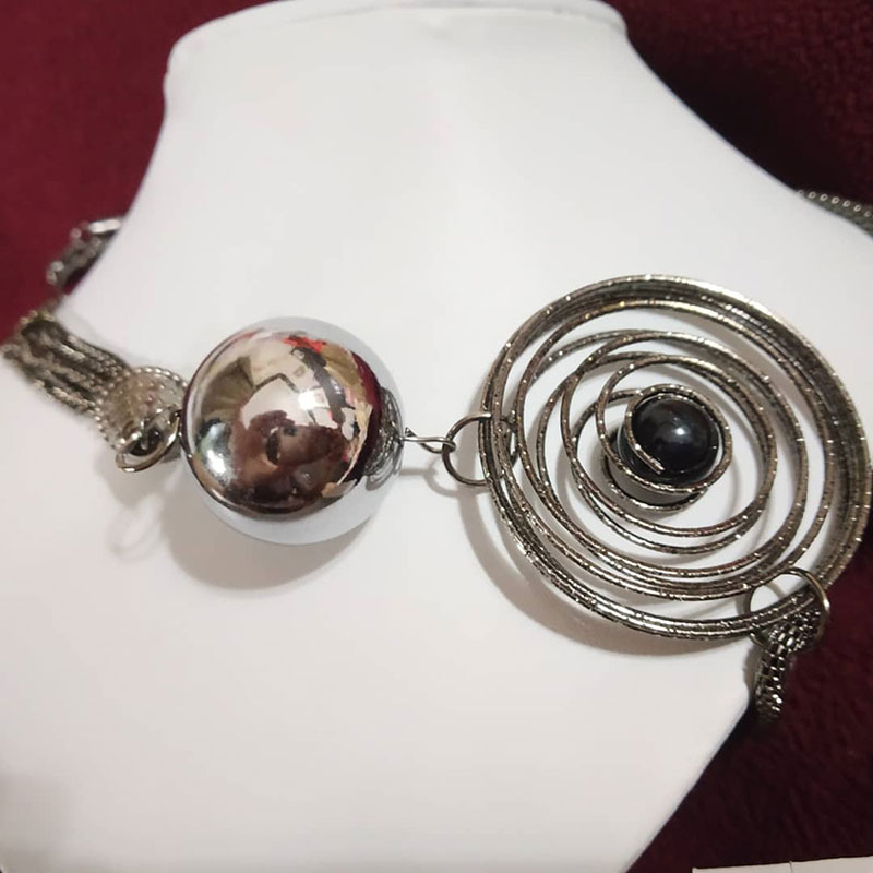 Trendilook Silver Pearl Spiral Long Chain Necklace - Image 3