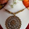 Trendilook Big Circle Oxidized Gold Neckpiece