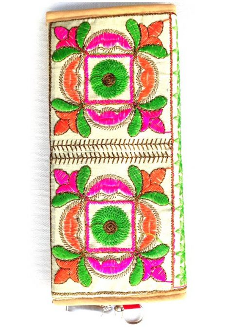 Trendilook Handmade Valvet Resham Flower Hand Wallet for Ladies and Girls