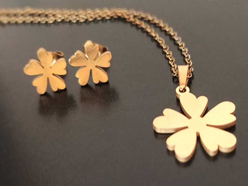 Trendilook Stainless Steel Gold Plated Necklace Set for Kids